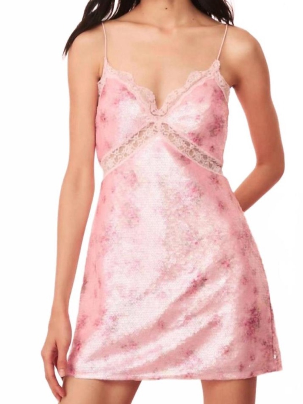NEW LOVESHACKFANCY Finta Sequin Mini Dress In Flamenco Pink Size 12